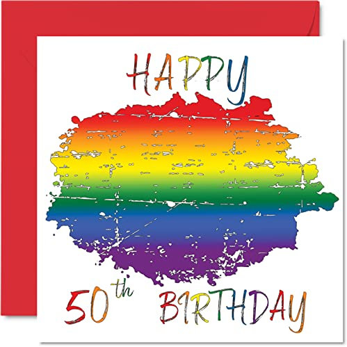 Stuff4 LGBT Geburtstagskarte zum 50. Geburtstag – Happy 50th Birthday – LGBT Geburtstagskarte zum 50. Geburtstag für von Freundin und Freund, 145 mm x 145 mm Gay Pride LGBT Geschenke Grußkarten