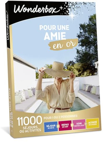 Wonderbox - Coffret Cadeau - pour Une Amie en Or - - 11900 Séjours ou Activités pour 1 ou 2 Personnes : Séjour de Rêve, Soin Relaxant, Evasion Sportive - Idée Cadeau Fille Femme Original