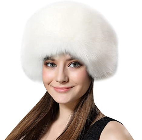 Lifup Damen Fellimitat Hut Cossack Russische Mütze Kosakenmütze für Reisen, Skifahren, Wandern Weiß 2