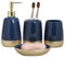 Navy Blue Gold Luxury Bathroom Accessories Set 4 Pieces,Vanity Countertop Ceramic Accessory Set for Bathroom Decor with Soap Dispenser,Toothbrush Holder, Tumbler,Soap Dish (Navy Blue)