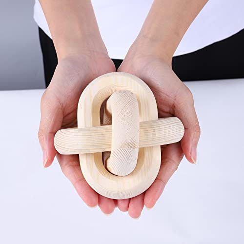 URMAGIC Chaîne en Bois décorative à 3 maillons, nœud décoratif de 11 cm de diamètre, Objet décoratif sculpté à la Main, décoration de Table Basse, décoration de nœud de chaîne de Campagne