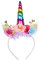 Nishine Einhorn Horn Floral Stirnband Glitter Ohren Pony Kopfbänder Tiara für Mädchen Party Geburtstag Cosplay(Regenbogen B)