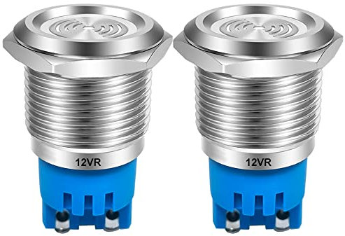 Gebildet 2pcs AC/DC 12V 19mm Allarme Cicalino con Lampada Flash 90dB Indicatore Cicalino Flash in Acciaio Inossidabile, per Pannello di Controllo Elettrico, Progetto Fai da Te(LED Rosso)