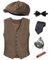 TOGROP 1920er Jahre Herren Kostüm Weste Hut Taschenuhr Zubehör Set Erwachsene Party Cosplay Dunkelbraun X-Large