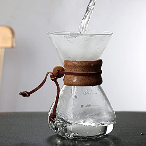 Verter Sobre Cafetera 800Ml Con Filtro 400 - Resistencia a Altas Temperaturas Para Astillas de Madera de Doble Capa Con Vidrio