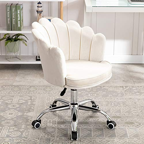 SWIZEE Bürodrehstuhl Samt, 360 Grad drehbarer ergonomischer Schreibtischstuhl Moderner Freizeit-Computerstuhl Einstellbar für Home Office Wohnzimmer (Beige)