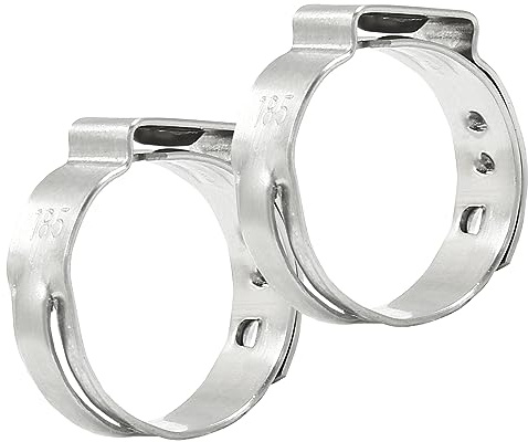 BokWin Hose Pipe Clamp Tools 50 Pcs Stainless Steel Single Ear Hose Clamps 15.3mm-18.5mm Worm Gear Hose Clamp for Pipe Tube Fuel Lines