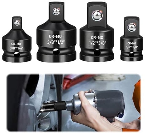 XoeLLe 4 Pièces Adaptateurs Douille, Douille Torx Femelle Cliquet 1/2'', 1/4'', 3/8'',Adaptateur Douille Cle A Choc, Adaptateur pour Impact Réducteur Douilles et Coffrets pour Perceuse, Cliquet