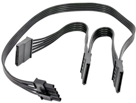 lilila-ree 5 Pin to 3X 15 Pin SATA Hard Drive HDD Power Adapter Cable Only for Cooler Master Modular Power Supply 20-in(50cm), Black