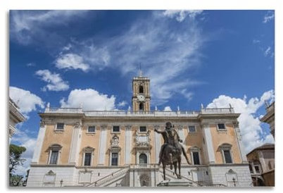 GLJXFP Stadtposter, Rathausplatz, Rom, Italien, Poster, dekorative Malerei, Leinwand, Wandposter und Kunstdruck, moderne Familienschlafzimmer-Dekoration, Poster, 50 x 75 cm