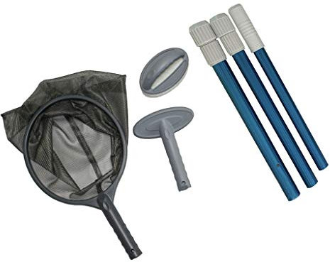 BTGHPI Juego profesional de limpieza de piscina, cepillo de esponja de red, tubos de aluminio para piscina