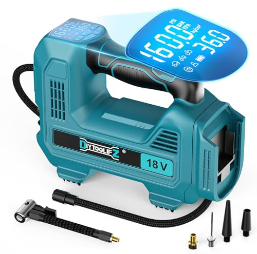 Compresseur d'air sans fil pour batterie Makita 18 V, 160 psi, pompe à air portable à lumière LED avec manomètre numérique pour voitures, motos, vélos, ballons (batterie non incluse)