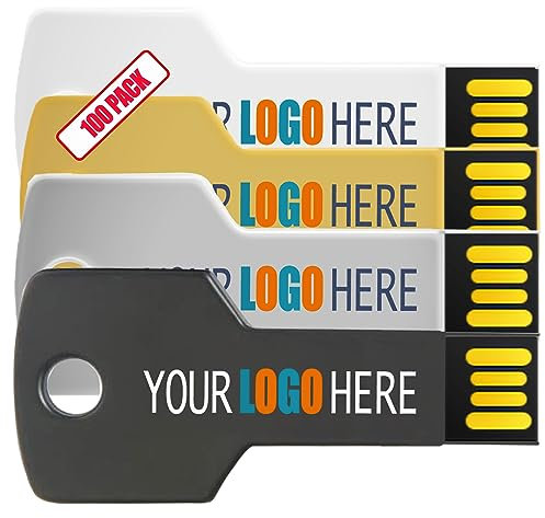 [4GB-100pcs] Custom Key Shaped USB Flash Drive 4GB 100 Pack Bulk USB Drives with Personalized Logo Customized Thumb Drive Bulk Imprint Memory Sticks with Brand Name