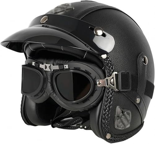 GKCEGHKS retrò Casco Scodella Casco A Scodella Scooter Motorino Cromwell Caschi Casco Faccia Aperta retrò Mezzo Casco Scooter Crociera Bicicletta ECE Omologato Portatile Mezzi Caschi Jet
