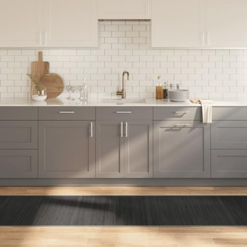 Iiaky Tapis rectangulaire Gris 70x500 cm Bambou,Grand Tapis Salle De Bain,Tapis De Bain Epais