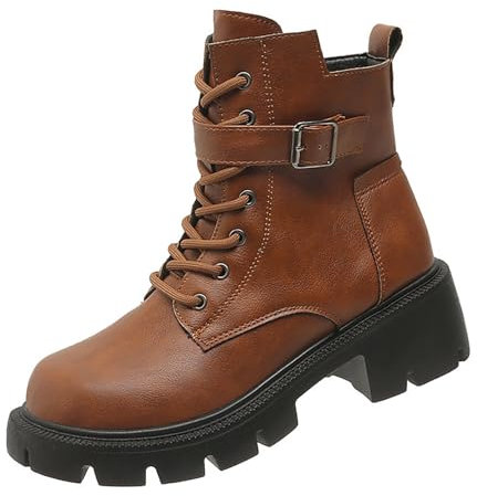 Stivali con lacci da donna, colore nero, da motociclista, da equitazione, da donna, a mezza altezza, comodi, con suola antiscivolo, eleganti, con fibbia, per attività all'aria aperta, da cowboy,