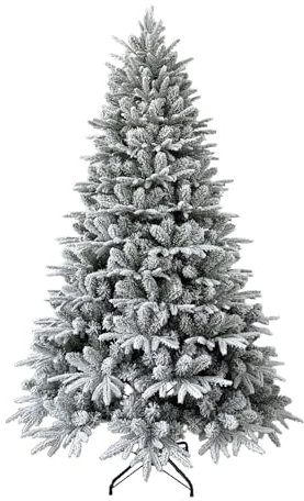 MESCXTY Sapin de Noël Artificiel floqué de Neige, Sapin de Noël Artificiel à charnière, Support en métal Robuste, Faux Sapin de Noël Complet pour Maison,Bureau,décoration intérieure de fête, 3m