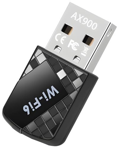 Mini WiFi6 USB Dongle AX900 Dual Band 600Mbps 5GHz+286Mbps 2.4GHz Easy Setup for Win 11/10/7 Low Latency Fast Wireless Internet Network MU-MIMO Adapter Built in Driver WPA3 for PC Laptop Desktop