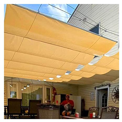 Retrattabile impermeabile Wave Shade Sail Canopy for Outdoor Patio Pergola UV Block Roof Cover Awning for Garden Deck Backyard Beige 0,9 x 5 M