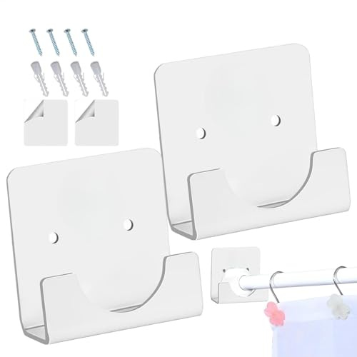 Support de tige de douche de salle de bain, support de barre de douche adhésif, 2 supports de fixation de tige de couverture de douche en acrylique | Retenue de tuyau d'armoire invisible pour rail de