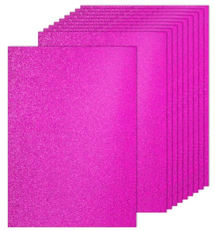 PATIKIL 40 Blätter Hot Pink Glitzer Karton 8.3x11.7 Zoll A4 250gsm | Glitzerpapier Karton Glänzendes Scrapbook, Glitzerpapier Großes Schimmern, Für Basteln Scrapbook DIY Kunst Hochzeit Party