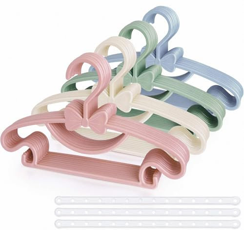 40er Set Plastik Kinderbügel,rutschfest kleine kleiderbügel aus Kunststoff, Platzsparende Leicht & Stabil für Babykleidung, Bunt