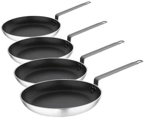 Vogue Non-Stick Aluminium Frypan Frying Kitchen Heavy Duty Cookware,Silver,300X48mm (Pack of 4)