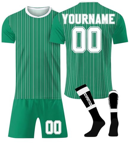 Personalisiert Football Trikot Kinder Erwachsene T-Shirt Shorts&socks 3 Teiliges Set,mit Team Name & Number Logo Bequem Trikot Deutschland Sportkleidung Fanartikel Trikot