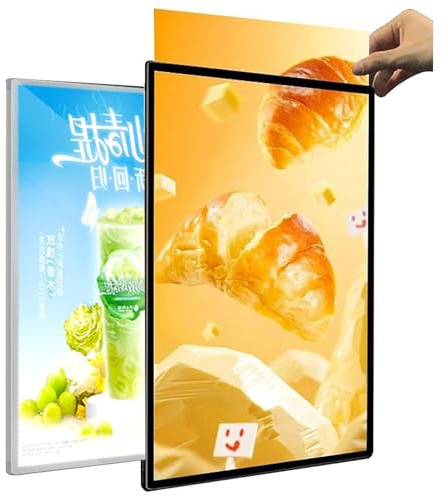 LED-Plakatrahmen, LED-Leuchtkasten (A4–A1–80 × 120 Cm) – Mehrere Größen, Ultradünnes Gehärtetes Glas, Beleuchtete Menütafel,A3,Black