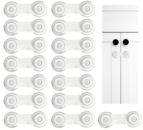 15 Stück Schubladensicherung Baby, Kindersicherung für Schrank, Kühlschrank und Schubladen, Babysicherung Schrank Kein Bohren, Weiß-Grau