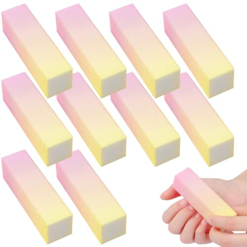 10 Pack Professional Nail Buffer Blocks for Acrylic Nails - 4 Way Buffing Kit for Smooth & Shiny Manicure & Pedicure