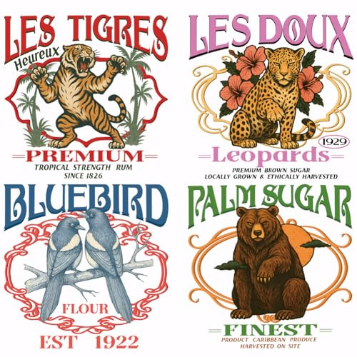 SUPERDANT Vintage Tier Transferpapier zum Aufbügeln für Kleidung T-Shirt | Leopard,Tiger,Bär,Blaumeise,Dtf Transferfolien,Für Schal,Kissen,Dekoration,Einfache Handhabung