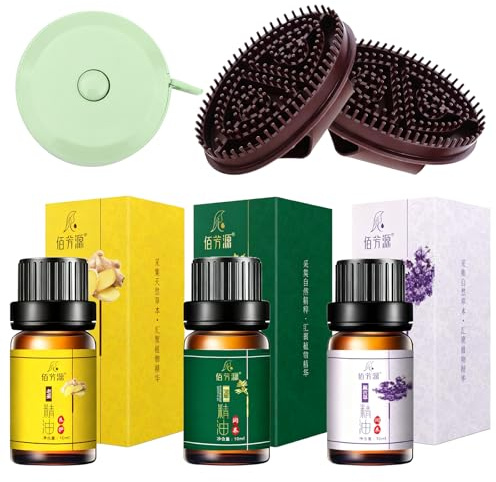 2 Pcs Meridian Massage Bürste Massagebürste Körper Sicheres Material Verbessert Die Durchblutung Und Lindert Müdigkeit Für Taille Beine Rücken Mit 3 Flaschen Ätherisches Öl 1 Wurzel Maßband