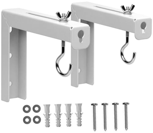 2pcs Metal Projector Screen Wall Hanging Brackets White | Easy Install, Stable Support for Home Presentations, Office-ready Set, Projector Accessories