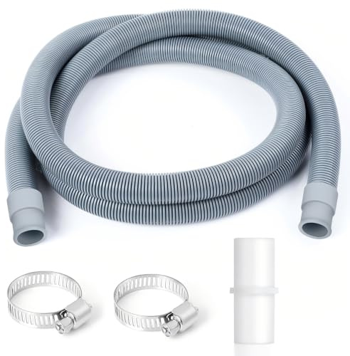 Giloty Ablaufschlauch Waschmaschine Verlängerung 1M, Universal Verbinder | Komplett-Set 1M Ablaufschlauch-Verlängerung mit Schlauchverbinder und 2 Schlauchschellen für Waschmaschine und Geschirrspüler