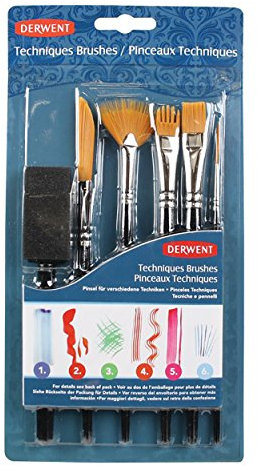 Derwent - Set de 6 Pinceaux Assortis pour Peinture Artistique, Qualité Professionnelle, 2302003