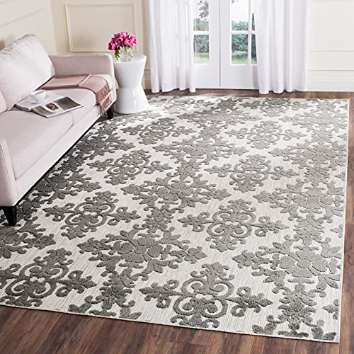 SAFAVIEH Traditionell Teppich für Wohnzimmer, Esszimmer, Schlafzimmer - Cottage Collection, Kurzer Flor, Creme und Grau, 244 X 340 cm