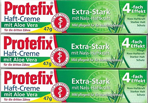 3x47g Protefix Denture Adhesive Cream Extra Strong Aloe Vera Made in Germany