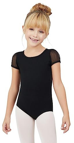 Capezio Damen 11311C Turnanzug mit Puffärmeln, Schwarz, Größe M