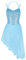 TiaoBug Damen Sommer Kleid langes Ballettkleid Ballettanzug Spaghetti-Träger Ballett Trikot Body Gymnastikanzug Turnanzug Leotard mit Asymmetrisch Rock Hellblau unregelmäßig XXL(Brust 91cm)