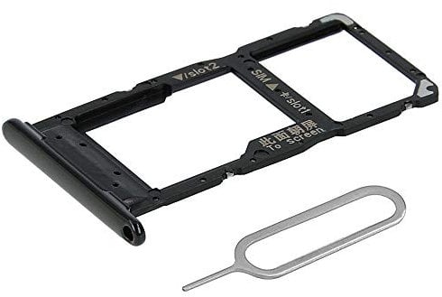 MMOBIEL Dual SIM Kartenhalter Kompatibel mit Huawei P smart 2019 - SIM Card Tray Schlitten - Inkl. SIM Pin - Schwarz