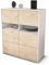 Stil.Zeit Highboard Jasmin, Korpus Weiss matt, Front Holz-Design Zeder (92x108x35cm), Push-to-Open Technik & Leichtlaufschienen