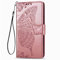 ILING Cover per Samsung Galaxy A12/M12, Ultrasottile Fiore Farfalla Serie Custodia in PU Pelle Premium Portafoglio Slot per Schede Chiusura Magnetica Flip Caso [Supporto Stand] (Oro Rosa)