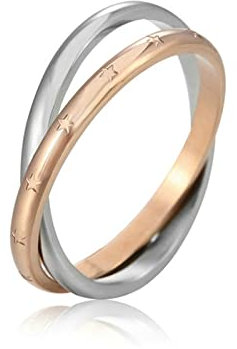 Stfery Siegelring Personalisieren, Ring Verlobung Doppelt Ring Vintage zum Valentinstag Roségold, 52 (16.6)