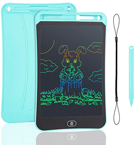 Sibontier LCD Schreibtablett, 8.5 Zoll Buntes Lichtmalen Lernspielzeug Kinder Kritzeltafel, löschbares elektronisches Zeichentablett mit Sperrschlüssel, Handschriftblock zum Zeichnen und Memo, Blau