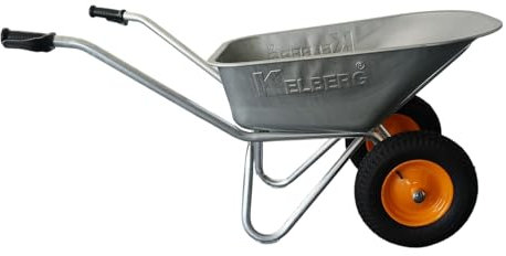 Kelberg Schubkarre Agro 130L – 1-Rad – verzinkte Stahlmulde – stabile BAU-Schubkarre – 200 kg Traglast – für Garten, Hof & Baustelle 400-8 4PR