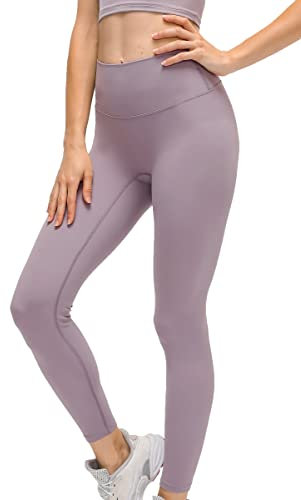 Lemedy Damen hohe Taille Tight Yoga Pants Workout sportliche Leggings (Lavendelgrau, XL)