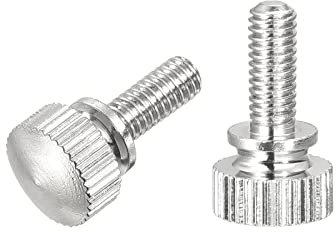 sourcing map Knurled Thumb Screws, M4x10mm Brass Shoulder Bolts Grip Knobs Fasteners, Nickel Plated 2Pcs