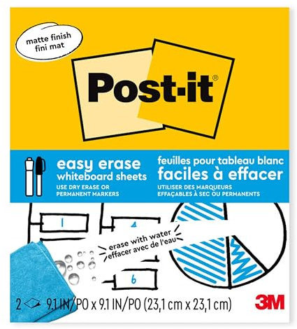 Post-it Easy Erase Permanentmarker, Whiteboard-Oberfläche, 23,1 x 23,1 cm