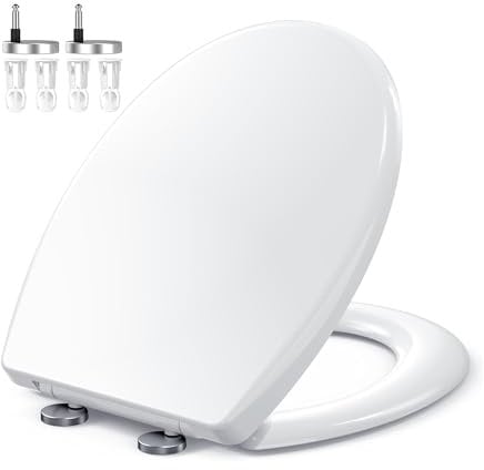 Zuvo Toiletseat Soft Close (O-Shape, Quick Release) UK Standard Toilet Seat with Adjustable Hinges Anti-Slam Mechanism, White